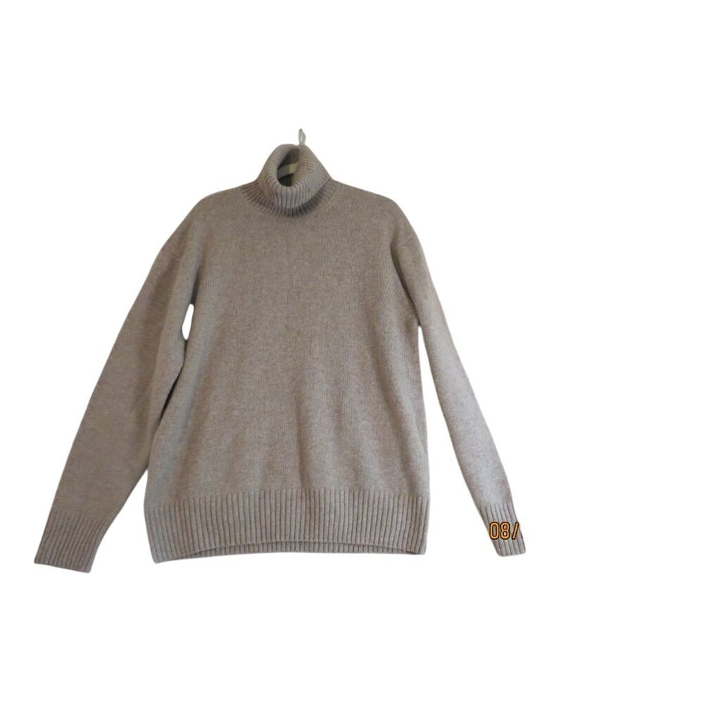 H&M Machine Washable Wool Turtleneck Sweater Taupe Beige Women's Medium